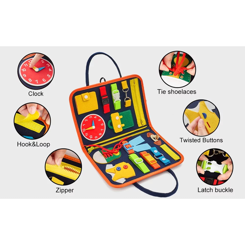 Montessori Busy Board – Educational Toy for Toddlers Ages 2-4, Portable Learning & Sensory Activity Board
