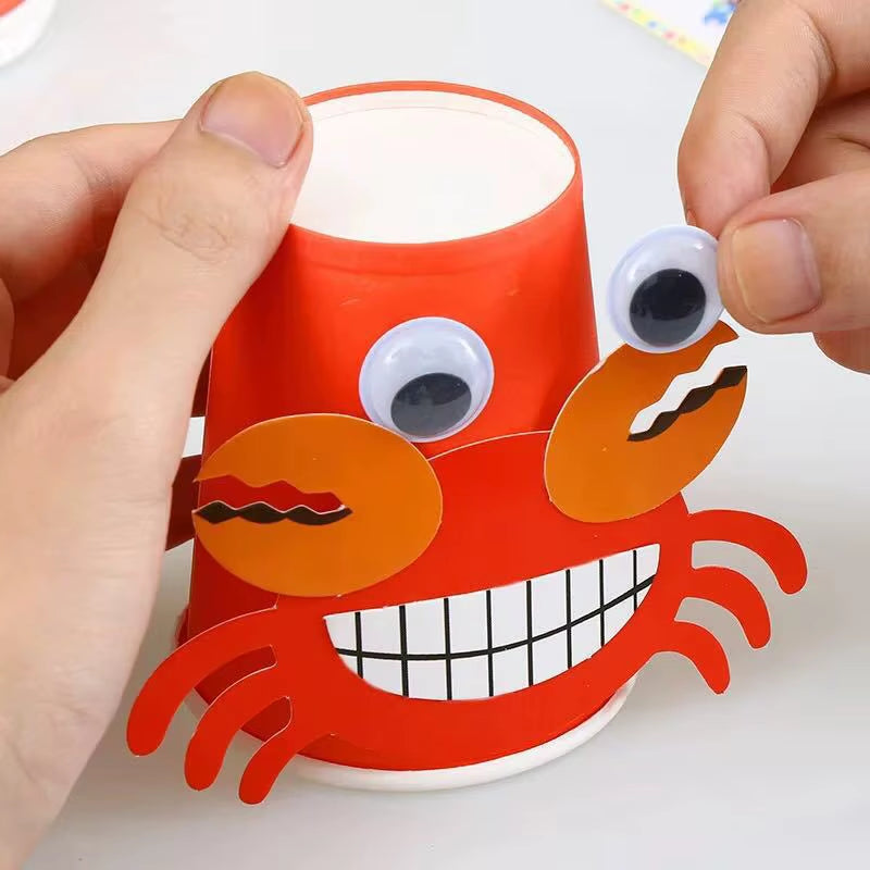 12Pcs Children 3D DIY Handmade Paper Cups Sticker Material Kit Whole Set Kids Kindergarten School Art Craft Educational Toys GYH