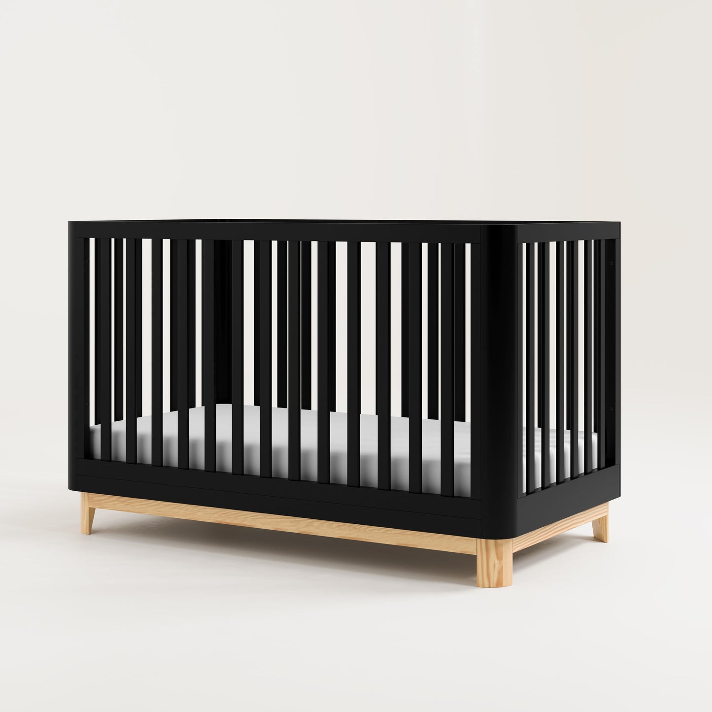 Santos 3-in-1 Convertible Baby Crib - Stylish Black & Natural Design