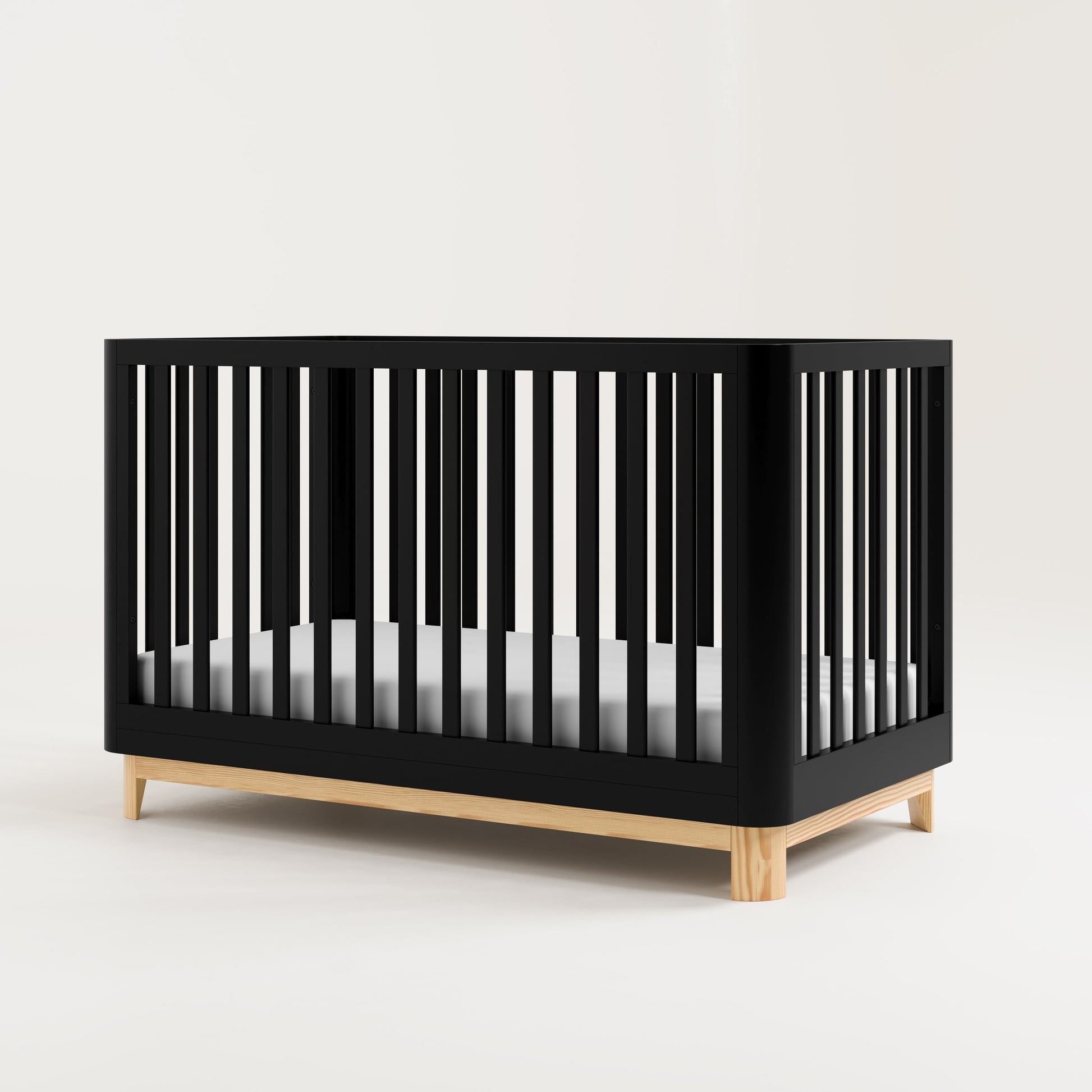 Santos 3-in-1 Convertible Baby Crib - Stylish Black & Natural Design
