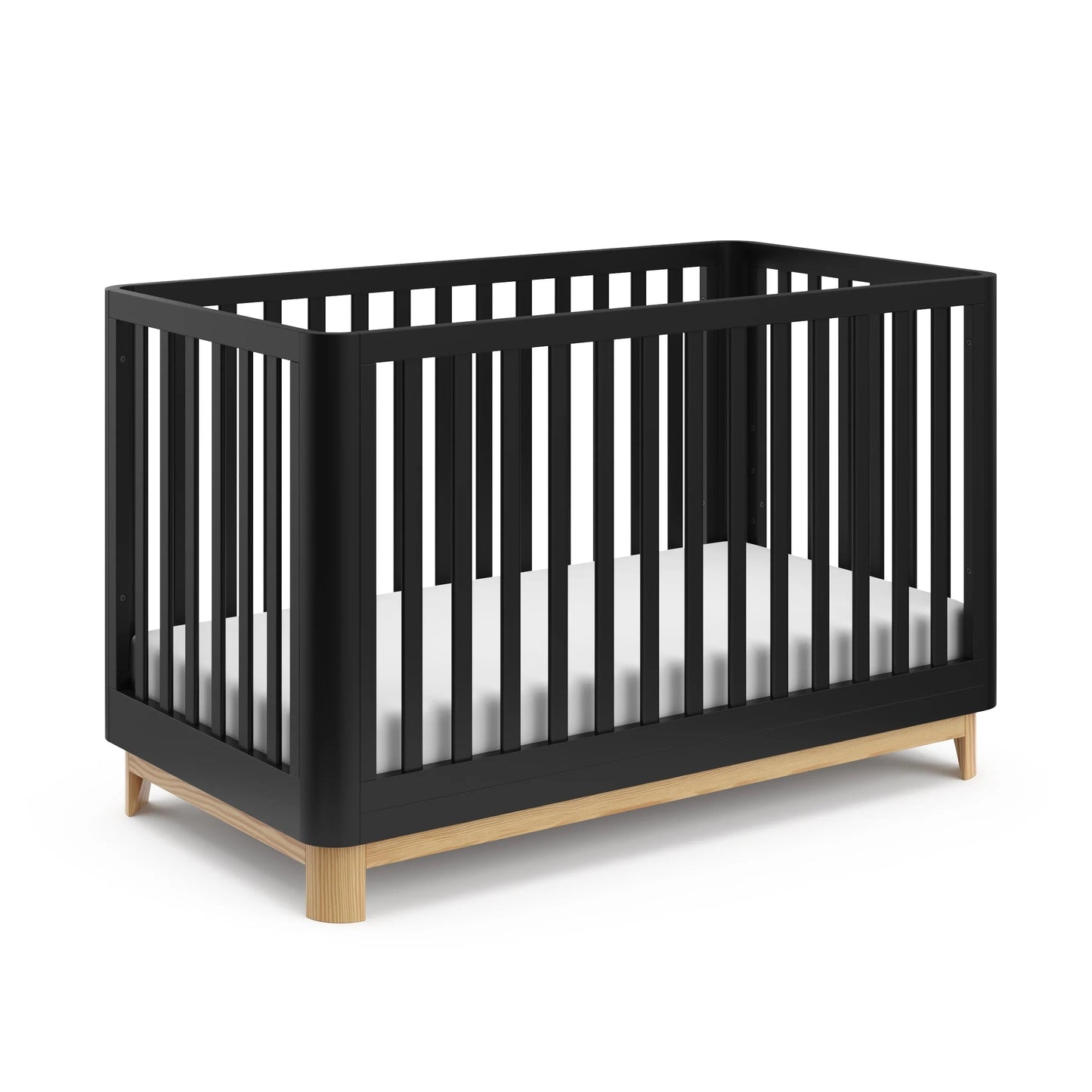 Santos 3-in-1 Convertible Baby Crib - Stylish Black & Natural Design