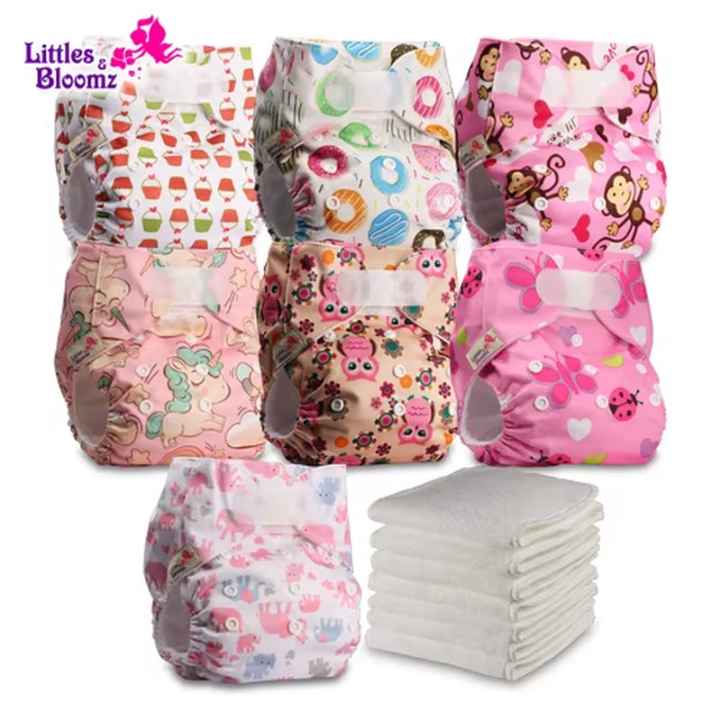 7-Pack Washable Cloth Diapers with 7 Inserts – Eco-Friendly Reusable Pocket Nappy Set (Unisex)