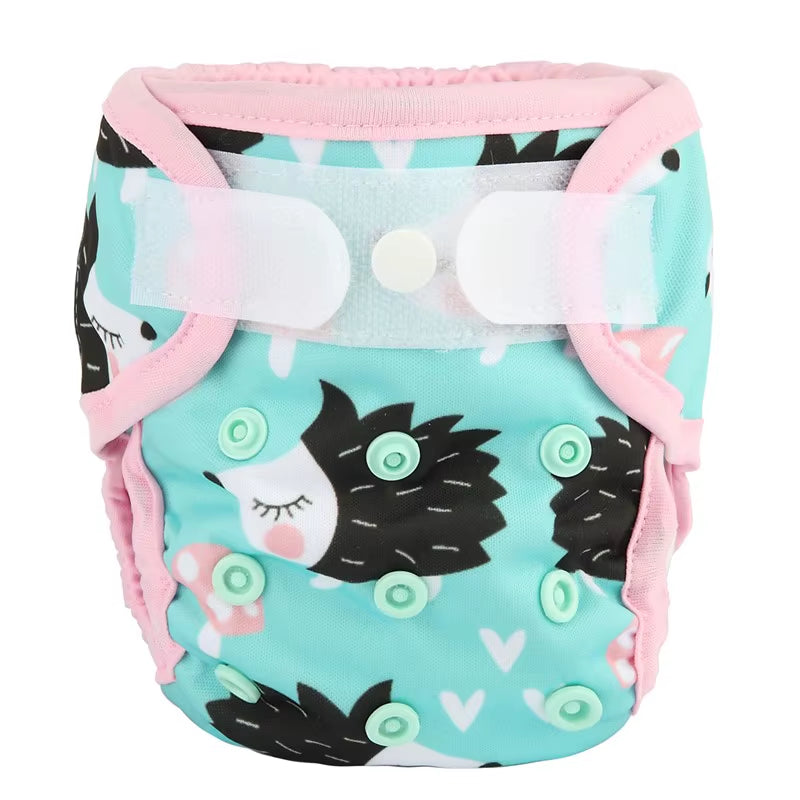 Sigzagor Newborn Cloth Diaper Cover – Hook & Loop with Double Gusset (4.4-10lbs, PUL Material)