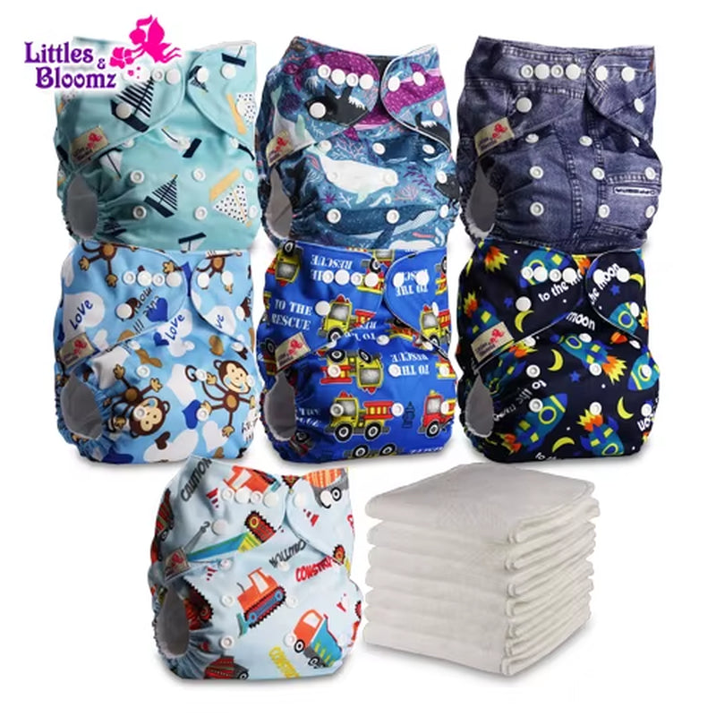 7-Pack Washable Cloth Diapers with 7 Inserts – Eco-Friendly Reusable Pocket Nappy Set (Unisex)