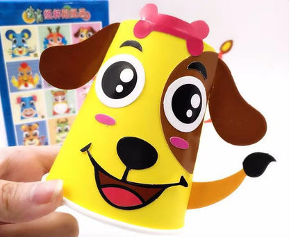 12Pcs Children 3D DIY Handmade Paper Cups Sticker Material Kit Whole Set Kids Kindergarten School Art Craft Educational Toys GYH