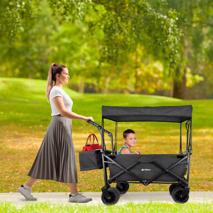 HIKEO Portable Folding Stroller – All-Terrain Cart with Canopy & 70kg Capacity