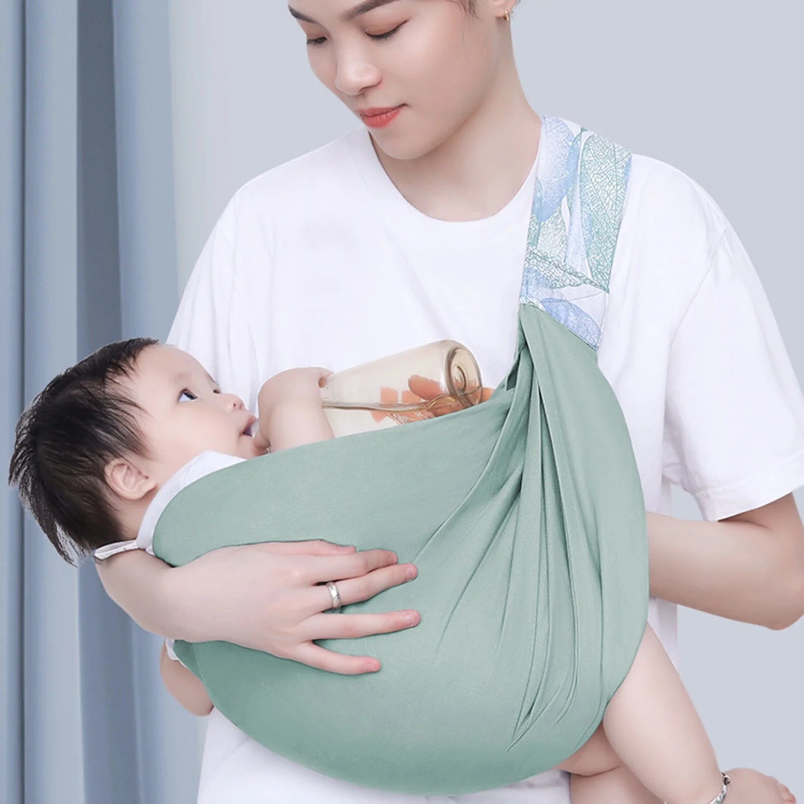 Comfortable Green Ergonomic Infant Carrier Sling - Perfect Fit 75cm x 36cm