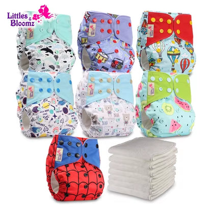 7-Pack Washable Cloth Diapers with 7 Inserts – Eco-Friendly Reusable Pocket Nappy Set (Unisex)